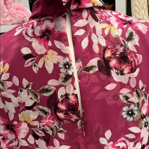 White House Black Market Burgundy Floral Midi Dress, Sleeveless, NWT, 14 - Picture 5 of 9